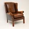 Georgian Style Leather Wing Back Armchair, 1960s 1