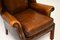 Georgian Style Leather Wing Back Armchair, 1960s, Image 9