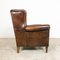 Vintage Dark Brown Sheep Leather Wingback Armchair 6