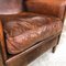 Vintage Dark Brown Sheep Leather Wingback Armchair 4