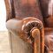 Vintage Dark Brown Sheep Leather Wingback Armchair 5