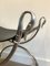 French Neoclassical Style Silvered Steel Curule Stool with Swan Heads from Maison Jansen, 1940s 5