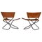Danish Modern Lounge Chairs in Saddle Leather and Steel by Erik Magnussen, 1960s, Set of 2 1