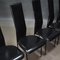 Esszimmerstühle aus schwarzem Leder von Giancarlo Vegni & Gualtierotti für Fasem, Italien, 1980er, 6er Set 6