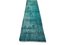 Turkish Distressed Overdyed Turquoise Wool Narrow Runner Rug 8