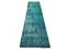 Turkish Distressed Overdyed Turquoise Wool Narrow Runner Rug, Image 1