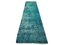 Turkish Distressed Overdyed Turquoise Wool Narrow Runner Rug 6