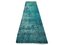 Turkish Distressed Overdyed Turquoise Wool Narrow Runner Rug, Image 6