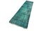 Turkish Distressed Overdyed Turquoise Wool Narrow Runner Rug, Image 3