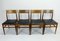 Mid-Century Mahogany and Black Leatherette Dining Chairs, 1960s, Set of 4 1