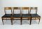 Mid-Century Mahogany and Black Leatherette Dining Chairs, 1960s, Set of 4, Image 1