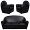 Black Leather Vanity Fair Sofa & Armchairs from Poltrona Frau, 2000s, Set of 3 1