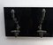 Antique Cast Iron & Faux Bamboo Wall Hooks Hangers on New Black Wooden Support 4