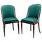 Vintage Italian Wood & Upholstered Chairs with Curved Back, Set of 2 1