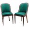 Vintage Italian Wood & Upholstered Chairs with Curved Back, Set of 2, Image 1