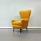 Mid-Century Italian Fire Yellow Bergère Velvet and Wooden Armchair, 1950s, Image 6