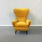 Mid-Century Italian Fire Yellow Bergère Velvet and Wooden Armchair, 1950s, Immagine 4