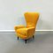 Mid-Century Italian Fire Yellow Bergère Velvet and Wooden Armchair, 1950s 5