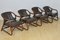 Vintage Bamboo Armchairs with Leather Seats, 1970s, Set of 4 8