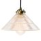 Suspension Vintage Industrielle en Verre Holophane 1