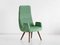 High Back Armchairs in Green Braquenié Velvet and Wengé Wood, 1950s, Set of 2 11