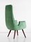 High Back Armchairs in Green Braquenié Velvet and Wengé Wood, 1950s, Set of 2 13