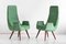 High Back Armchairs in Green Braquenié Velvet and Wengé Wood, 1950s, Set of 2 1