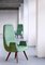 High Back Armchairs in Green Braquenié Velvet and Wengé Wood, 1950s, Set of 2 8