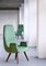 Poltrone con schienale alto in velluto Braquenié verde e legno wengé, anni '50, set di 2, Immagine 8
