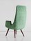 High Back Armchairs in Green Braquenié Velvet and Wengé Wood, 1950s, Set of 2 12