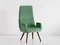 High Back Armchairs in Green Braquenié Velvet and Wengé Wood, 1950s, Set of 2 10