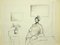 Burt Riley, Girl in a Room, 20th Century, Original China Ink Drawing 1