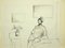 Burt Riley, Mädchen in einem Raum, 20. Jahrhundert, Original China Tusche Zeichnung 1