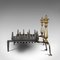 Vintage English Fireplace with Cast Iron Fire Grate & Steel Andirons, Image 4