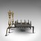 Vintage English Fireplace with Cast Iron Fire Grate & Steel Andirons, Image 5