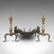 Vintage English Fireplace with Cast Iron Fire Grate & Steel Andirons, Image 1