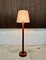 Danish Solid Teak Wood Floor Lamp with Wild Silk Lampshade, 1960s 11