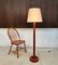Danish Solid Teak Wood Floor Lamp with Wild Silk Lampshade, 1960s 7