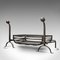 Large Antique English Wrought Iron Fireplace with Fire Basket & Andirons, Image 3