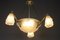 Art Deco Frosted Glass and Bronze Six-Light Chandelier from Verrerie D'Art Degué, 1920s, Image 2