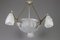 Art Deco Frosted Glass and Bronze Six-Light Chandelier from Verrerie D'Art Degué, 1920s, Image 1