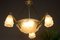 Art Deco Frosted Glass and Bronze Six-Light Chandelier from Verrerie D'Art Degué, 1920s, Image 5