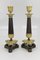 French Empire Style Bronze and Brass Candlesticks on Tripod Base, Set of 2 1