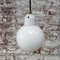 Vintage White Opaline Glass & Porcelain Top Pendant Lamp 6