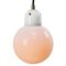 Vintage White Opaline Glass & Porcelain Top Pendant Lamp 2