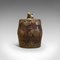 Small Antique Chinese Mahogany & Brass Spice Jar 1