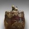 Small Antique Chinese Mahogany & Brass Spice Jar 9