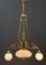 Lámpara de araña ajustable Art Nouveau antigua de vidrio opalino, años 40, Imagen 4