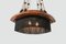 Amsterdam School Chandelier in Ebony, Carved Wood & Glass in Lead and Silk, 1920s, Image 7