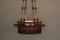 Amsterdam School Chandelier in Ebony, Carved Wood & Glass in Lead and Silk, 1920s, Image 2